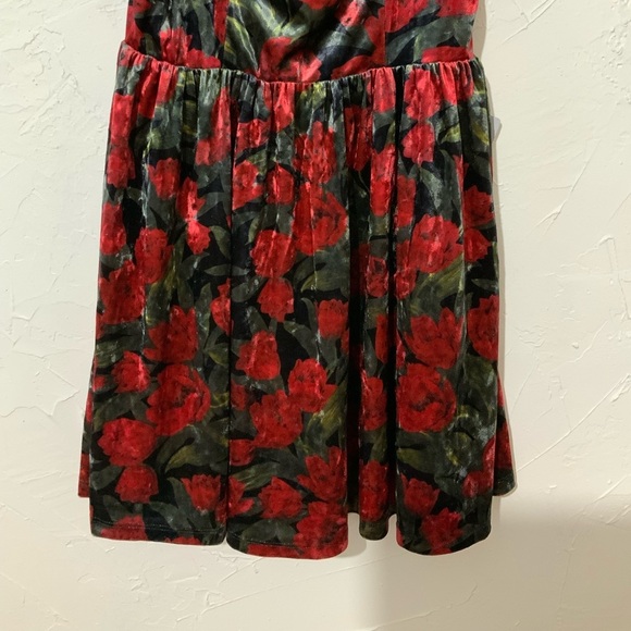 Petal & Pup Anders Floral Burnout Velvet Minidress Black Red Sz Small - Picture 5 of 14